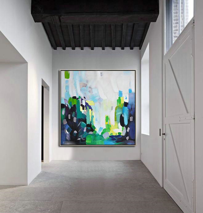 Extra Large Canvas Art,Oversized Abstract Art,Large Wall Art Canvas,White,Green,Black,Yellow.etc